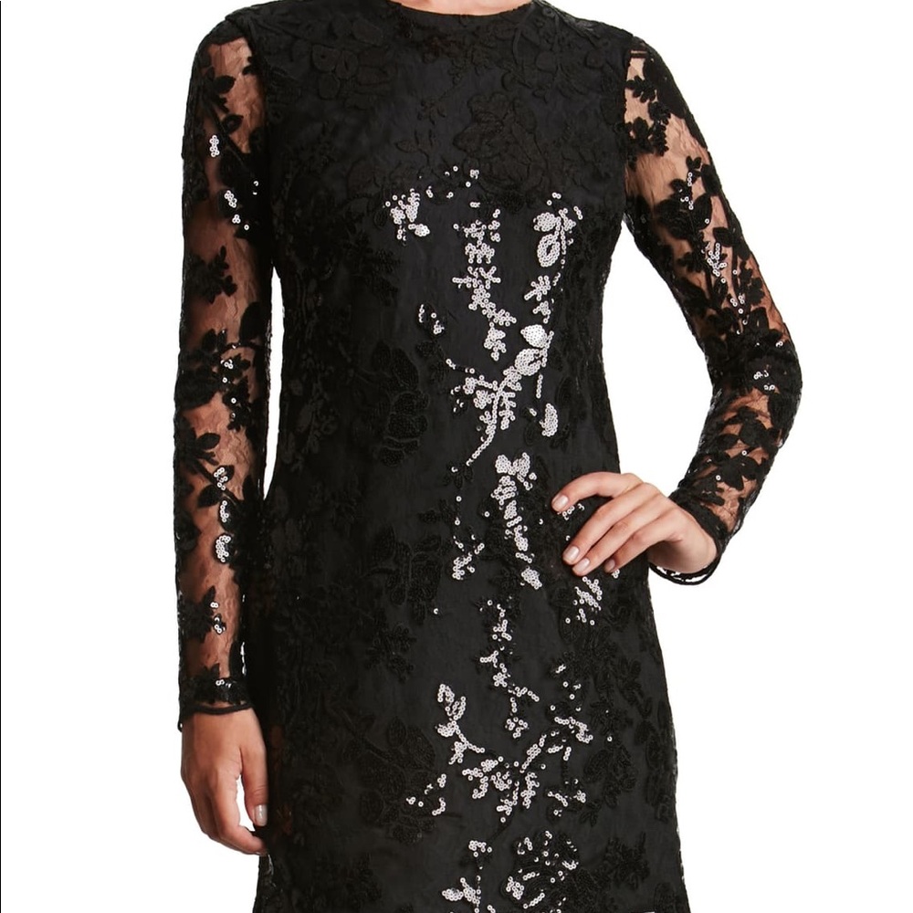 DRESS THE POPULATION ‘Grace’ Sequin Lace Dress XS
